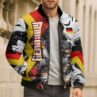 Personalized Germany Football 2026 Eagle Mascot Bomber Puffer Jacket German Flag Heritage - Soccer Ball Burst