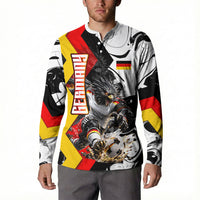 Personalized Germany Football 2026 Eagle Mascot Button Sweatshirt German Flag Heritage - Soccer Ball Burst
