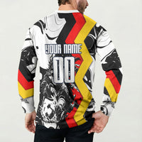 Personalized Germany Football 2026 Eagle Mascot Button Sweatshirt German Flag Heritage - Soccer Ball Burst
