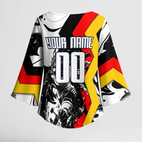 Personalized Germany Football 2026 Eagle Mascot Kimono Sleeve Blouse German Flag Heritage - Soccer Ball Burst