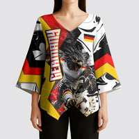 Personalized Germany Football 2026 Eagle Mascot Kimono Sleeve Blouse German Flag Heritage - Soccer Ball Burst