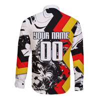 Personalized Germany Football 2026 Eagle Mascot Long Sleeve Button Shirt German Flag Heritage - Soccer Ball Burst