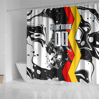 Personalized Germany Football 2026 Eagle Mascot Shower Curtain German Flag Heritage - Soccer Ball Burst