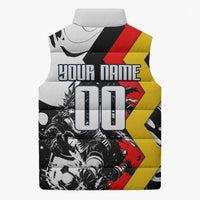 Personalized Germany Football 2026 Eagle Mascot Sleeveless Puffer Jacket German Flag Heritage - Soccer Ball Burst