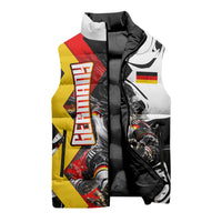 Personalized Germany Football 2026 Eagle Mascot Sleeveless Puffer Jacket German Flag Heritage - Soccer Ball Burst