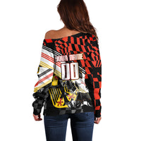 Personalized Germany Football Off Shoulder Sweater Deutschland Power Eagle Mascot - Championship Spirit