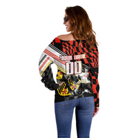 Personalized Germany Football Off Shoulder Sweater Deutschland Power Eagle Mascot - Championship Spirit