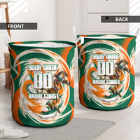 Personalized Ivory Coast Football Laundry Basket Les Elephants Swirl Pattern Heritage Mascot Art