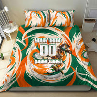 Personalized Ivory Coast Football Bedding Set Les Elephants Swirl Pattern Heritage Mascot Art