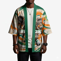 Personalized Ivory Coast Football Kimono Les Elephants Swirl Pattern Heritage Mascot Art