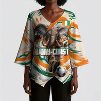 Personalized Ivory Coast Football Kimono Sleeve Blouse Les Elephants Swirl Pattern Heritage Mascot Art