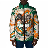Personalized Ivory Coast Football Padded Jacket Les Elephants Swirl Pattern Heritage Mascot Art
