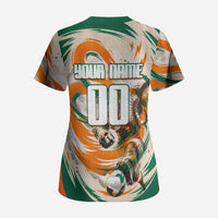 Personalized Ivory Coast Football Scrub Top Les Elephants Swirl Pattern Heritage Mascot Art