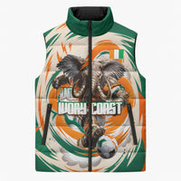Personalized Ivory Coast Football Sleeveless Puffer Jacket Les Elephants Swirl Pattern Heritage Mascot Art