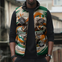 Personalized Ivory Coast Football Sleeveless Puffer Jacket Les Elephants Swirl Pattern Heritage Mascot Art
