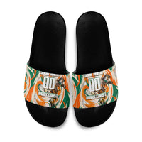 Personalized Ivory Coast Football Slide Sandals Les Elephants Swirl Pattern Heritage Mascot Art