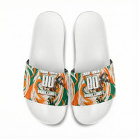 Personalized Ivory Coast Football Slide Sandals Les Elephants Swirl Pattern Heritage Mascot Art