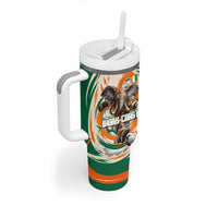 Personalized Ivory Coast Football Tumbler With Handle Les Elephants Swirl Pattern Heritage Mascot Art