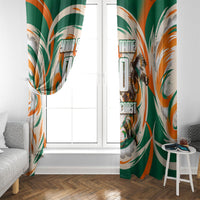 Personalized Ivory Coast Football Window Curtain Les Elephants Swirl Pattern Heritage Mascot Art