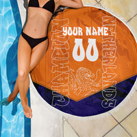 Personalized Netherlands Football Lion Beach Blanket Oranje Pride Holland National Flag Graffiti Art