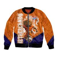 Personalized Netherlands Football Lion Bomber Jacket Oranje Pride Holland National Flag Graffiti Art