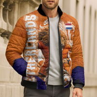 Personalized Netherlands Football Lion Bomber Puffer Jacket Oranje Pride Holland National Flag Graffiti Art