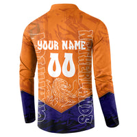 Personalized Netherlands Football Lion Button Sweatshirt Oranje Pride Holland National Flag Graffiti Art