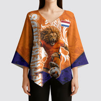 Personalized Netherlands Football Lion Kimono Sleeve Blouse Oranje Pride Holland National Flag Graffiti Art