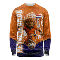 Personalized Netherlands Football Lion Long Sleeve Shirt Oranje Pride Holland National Flag Graffiti Art