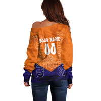 Personalized Netherlands Football Lion Off Shoulder Sweater Oranje Pride Holland National Flag Graffiti Art