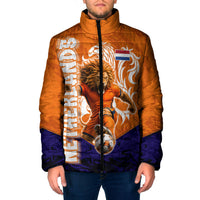 Personalized Netherlands Football Lion Padded Jacket Oranje Pride Holland National Flag Graffiti Art