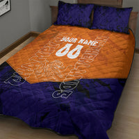 Personalized Netherlands Football Lion Quilt Bed Set Oranje Pride Holland National Flag Graffiti Art