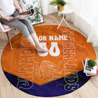 Personalized Netherlands Football Lion Round Carpet Oranje Pride Holland National Flag Graffiti Art
