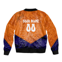 Personalized Netherlands Football Lion Sleeve Zip Bomber Jacket Oranje Pride Holland National Flag Graffiti Art
