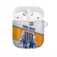 Personalized Netherlands Football AirPods Case Dutch Lion Heritage Mascot Flame Swirl