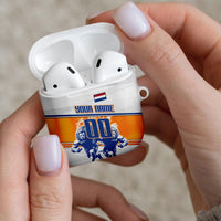 Personalized Netherlands Football AirPods Case Dutch Lion Heritage Mascot Flame Swirl