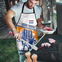 Personalized Netherlands Football Apron Dutch Lion Heritage Mascot Flame Swirl
