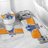 Personalized Netherlands Football Bathroom Set Dutch Lion Heritage Mascot Flame Swirl