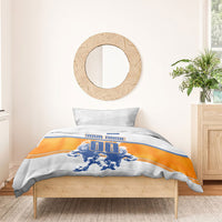 Personalized Netherlands Football Bedding Set Dutch Lion Heritage Mascot Flame Swirl