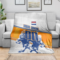 Personalized Netherlands Football Blanket Dutch Lion Heritage Mascot Flame Swirl
