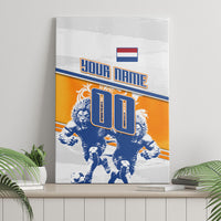 Personalized Netherlands Football Canvas Wall Art Dutch Lion Heritage Mascot Flame Swirl