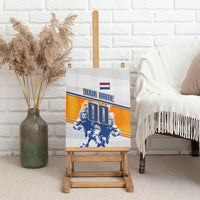 Personalized Netherlands Football Canvas Wall Art Dutch Lion Heritage Mascot Flame Swirl
