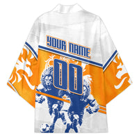 Personalized Netherlands Football Kimono Dutch Lion Heritage Mascot Flame Swirl