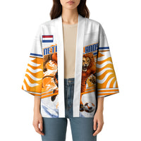Personalized Netherlands Football Kimono Dutch Lion Heritage Mascot Flame Swirl