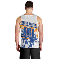 Personalized Netherlands Football Men Tank Top Dutch Lion Heritage Mascot Flame Swirl