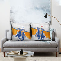 Personalized Netherlands Football Pillow Cover Dutch Lion Heritage Mascot Flame Swirl