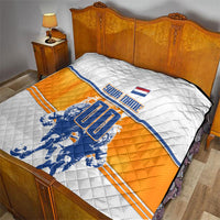 Personalized Netherlands Football Quilt Dutch Lion Heritage Mascot Flame Swirl