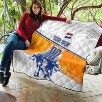 Personalized Netherlands Football Quilt Dutch Lion Heritage Mascot Flame Swirl