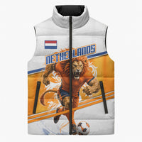 Personalized Netherlands Football Sleeveless Puffer Jacket Dutch Lion Heritage Mascot Flame Swirl