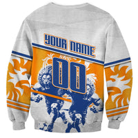 Personalized Netherlands Football Sweatshirt Dutch Lion Heritage Mascot Flame Swirl